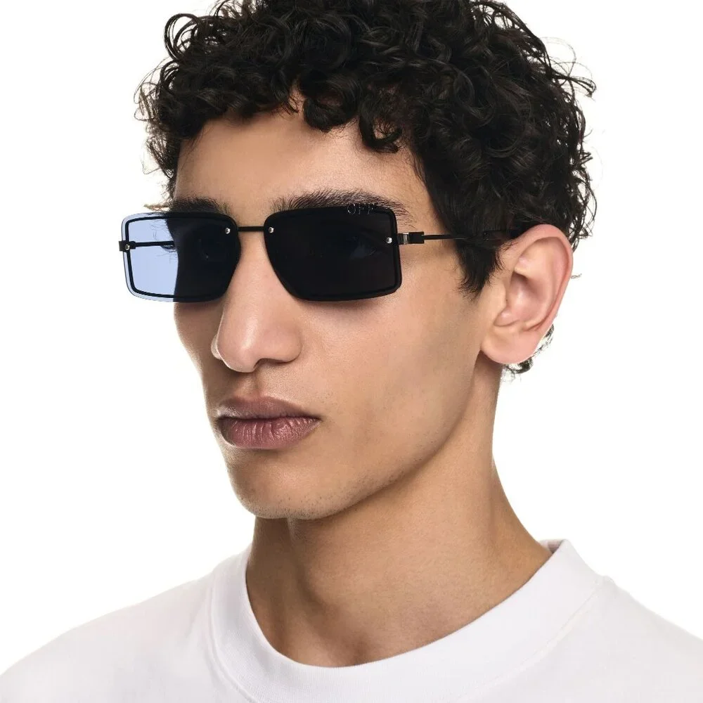 Off-White TAMPA Sunglasses Gunmetal Blue Rectangular Frame | Model OERI13N 7745